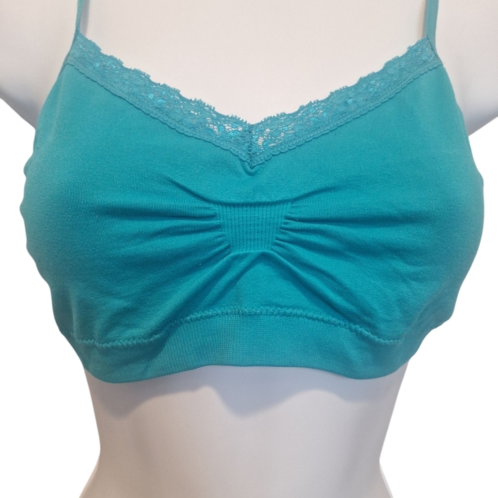 Pink and Blue Bandeau Set with Lace Trim. Large - Picture 5 of 7